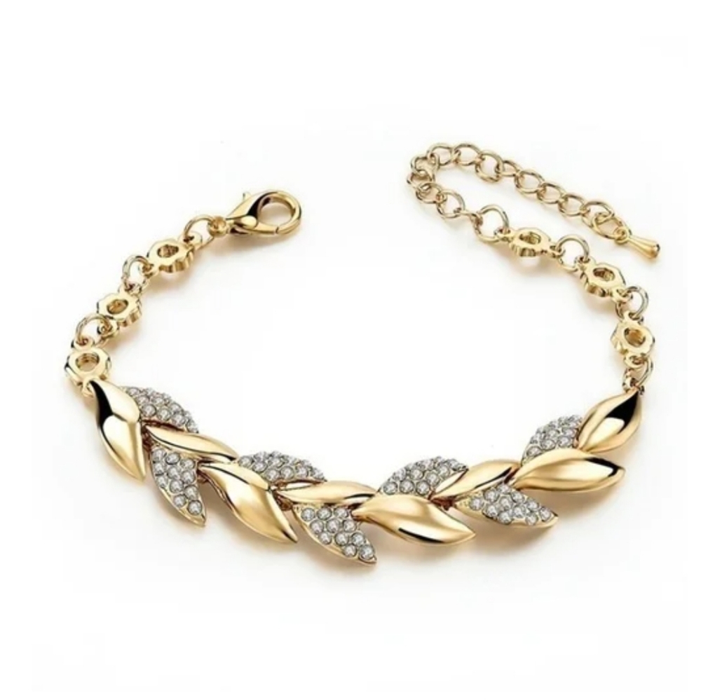 Gold Braided Leaf Bracelet